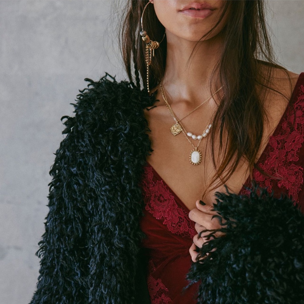 Free People 14K Gold Plated Waverly Layered Necklace NWT